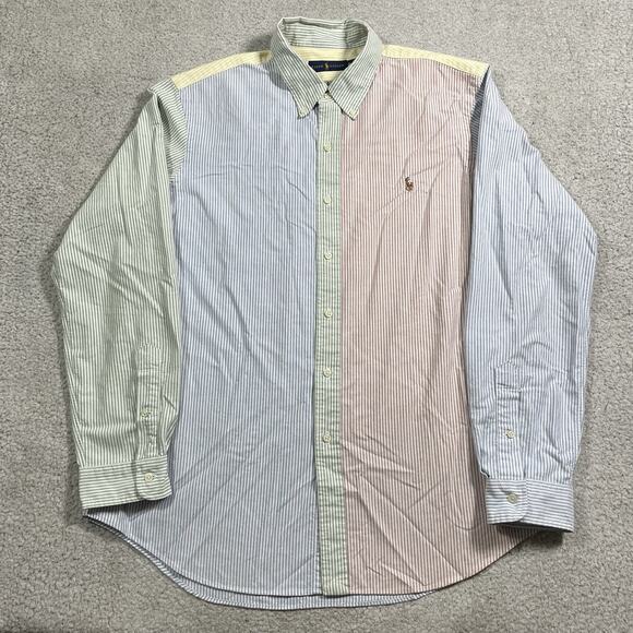 Polo Ralph Lauren Shirt Mens XL Colorblock Button Pastel Classic Oxford Stripe - Picture 1 of 14